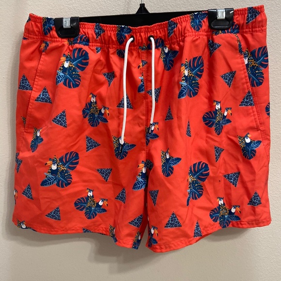 Men’s Oakley Tropical Orange Toucan Swim Trunks. Size Large - 5 inch inseam. - Picture 2 of 15